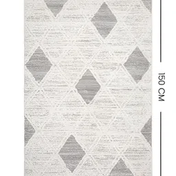 Sapana Carpet-Mats Silver Toned & Grey Geometric Printed Anti-Skid Woollen Carpet image 2