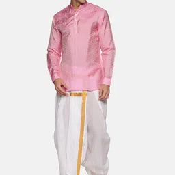 Sethukrishna Men Pink Kurta with Dhoti Pants image 5