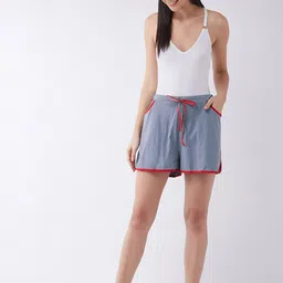 Miss Chase Women Grey Striped Loose Fit Shorts-image-0