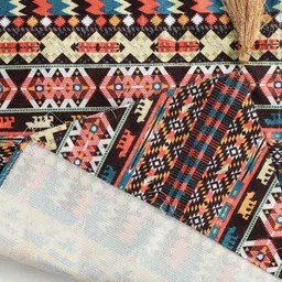 AAZEEM Red & Brown Set Of Printed Table Runner With 6 Placemat image 4