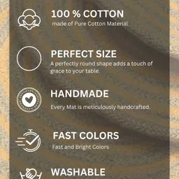 HOMADORN Brown & Yellow 6 Pieces Braided Cotton Round Reversible Table Placemats image 4