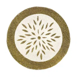 PURINA'S White & Yellow 2 Pieces Floral Embellished Round Table Placemats image 3