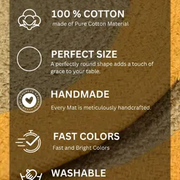 HOMADORN Brown & Yellow 2 Pieces Braided  Cotton Round Reversible Table Placemats image 3