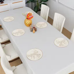 Kuber Industries Cream & Beige 6 Pieces Printed Leather Table Placemats image 5