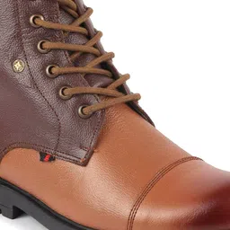 FAUSTO Men Textured Leather High Top Lace-Up Boots image 5