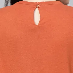 Roadster Rust Orange V-Neck Top With Cut Outs image 5