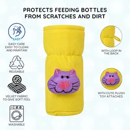 mw prints Soft Plush Baby Feeding Bottle Cover (60-125 ml) with Cartoon Strap, Stretchable image 3