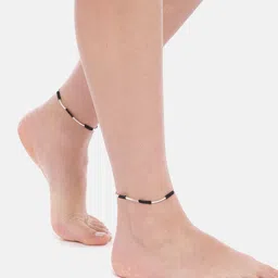 Zavya Women Silver-Plated Thread Woven Anklets image 4