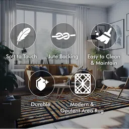 Sapana Carpet-Mats Navy Blue Geometric No Shredding Carpet image 4