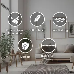 Sapana Carpet-Mats Grey & White Geometric Printed Anti Skid Woollen Carpet image 5