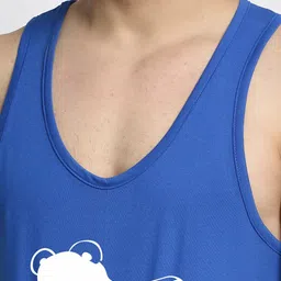 Friskers Men Pack of 2 Navy Blue & Blue Printed Innerwear Gym Vests image 3