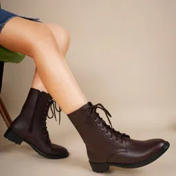 SHUZ TOUCH Women Leather High-Top Regular Boots-picture-11
