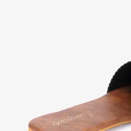 DressBerry Black & Brown Embellished Open Toe Flats image 5