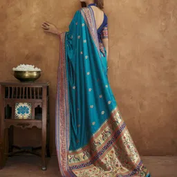 satrani Woven, Self Design, Embellished Paithani Pure Silk Saree image 2