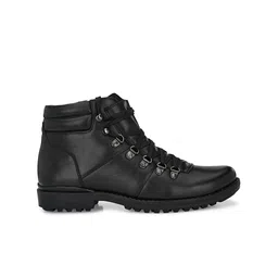 Delize Men Black Solid Leather Ankle Boots image 5