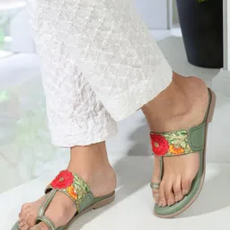 Retro Walk Embellished One Toe Flats image 2