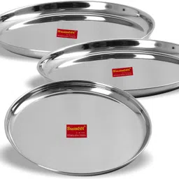 sumeet Stainless Steel Heavy Gauge Dinner Plates with Mirror Finish 27.5cm Dia - Set of 3pc Dinner Plate-picture-25