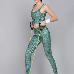 KOBO Printed Medium Impact Full Coverage Rapid-Dry Sports Bra JT-09-GREEN-BLUE-S image 2