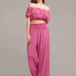 iki chic Pink  Off-Shoulder Slip-On Top With Palazzo-picture-36