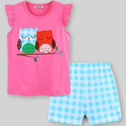 INCLUD Girls Round Neck Short Sleeves Printed Top with Shorts-picture-13