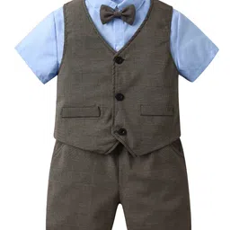 StyleCast Boys Blue Shirt with Shorts And Striped Waistcoat-image-63