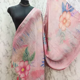Linen Blend Floral Print Pink Women Dupatta-image-10
