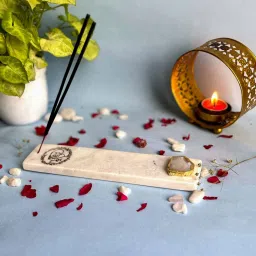 home arte Marble with White Agate Guru Ji Incense Stick Holder image 4