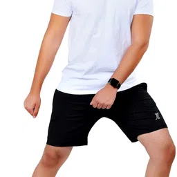 indiclub Pack of 2 Solid Men Black, Grey Sports Shorts image 4