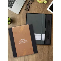 Doodle Collection Grey A5 Pu Leather Notebook & Pen Gift Set image 1