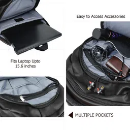 crazy flame Classic 28 L Black Colour Leather Finish Laptop Backpack image 5