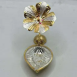 mahita collections Pure Silver Deepam Gold Coated Flower 11 grams Decorative Showpiece - 4.572 cm image 4