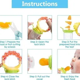 crazzyshopperz 4 in 1 Fruit and Food Feeder Nibbler Nipple Teether Soother Pacifier Rattle - Plastic image 3