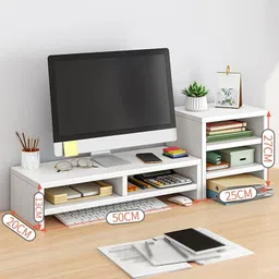 UniShop Desk Organizer 2 Tier Storage Bookshelf Rack Computer Monitor Riser for Home & Office Laptop Stand image 2
