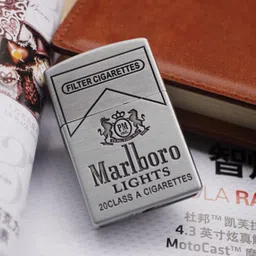 crokroz Classic Marlboro Lights Refillable Metal Flip-Top Windproof Lighter Pocket Lighter-picture-27