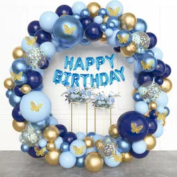 aniloons Blue and Gold Theme with Butterflies and Happy Birthday Banner-picture-46