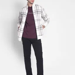 Crimsoune Club Checked Mock Collar Front-Open Sweatshirt-picture-28