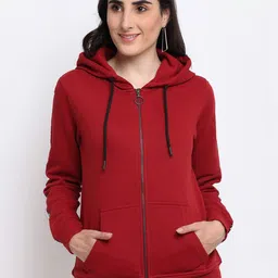 Club York Women Maroon Hooded Sweatshirt-image-57