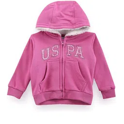 U.S. Polo Assn. Kids Girls Typography Printed Hooded Sweatshirt-picture-25