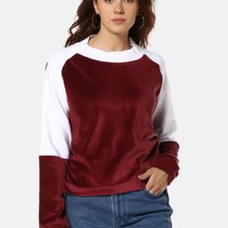 Campus Sutra Women Red Colourblocked Sweatshirt-picture-11