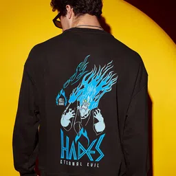 Bewakoof Black Hell Bound Printed Long Sleeves Oversized Pullover Sweatshirt-picture-25