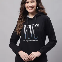 Cantabil Women Hooded Printed Fleece Sweatshirt-image-8