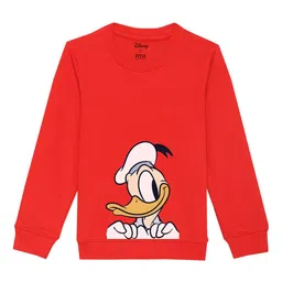 Disney by Wear Your Mind Unisex Kids Red Printed Sweatshirt-image-52