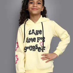 V-Mart Girls Typography Printed Hooded Cotton Fleece Pullover Sweatshirt-picture-26
