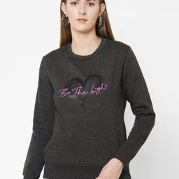 Sweet Dreams Women Charcoal Printed Fleece Sweatshirt-image-36
