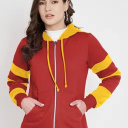 BRINNS Colourblocked Hooded Long Sleeves Fleece Front-Open Sweatshirt-image-4