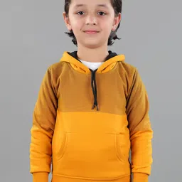 ahhaaaa Boys Yellow Colourblocked Hooded Sweatshirt-image-40