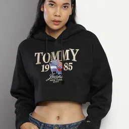 Tommy Hilfiger Typography Embroidered Hooded Crop Pullover-picture-41
