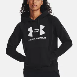 UNDER ARMOUR Women Rival Fleece Big Logo Printed Hooded Sweatshirt-picture-20
