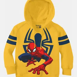 BONKIDS Boys Mustard Printed Hooded Sweatshirt-picture-12