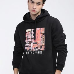 HIGHLANDER Men Black & Pink Printed Hooded Sweatshirt-picture-31